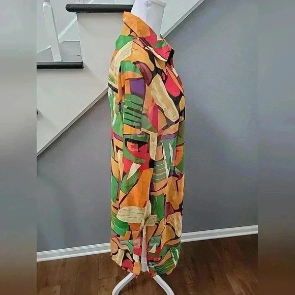 Live 4 Truth Button Up Sheer Maxi Shirt Dress/Duster Sz 1X Colorful Retro Hippie - Picture 2 of 6